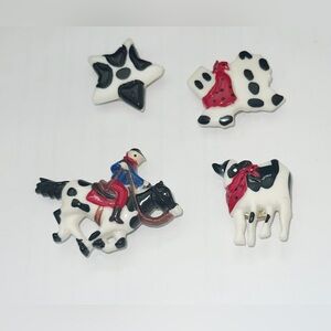 4 Western Button Covers-Cowboy-Star-Cow-Texas State-Horse-Rodeo Unique Colorful